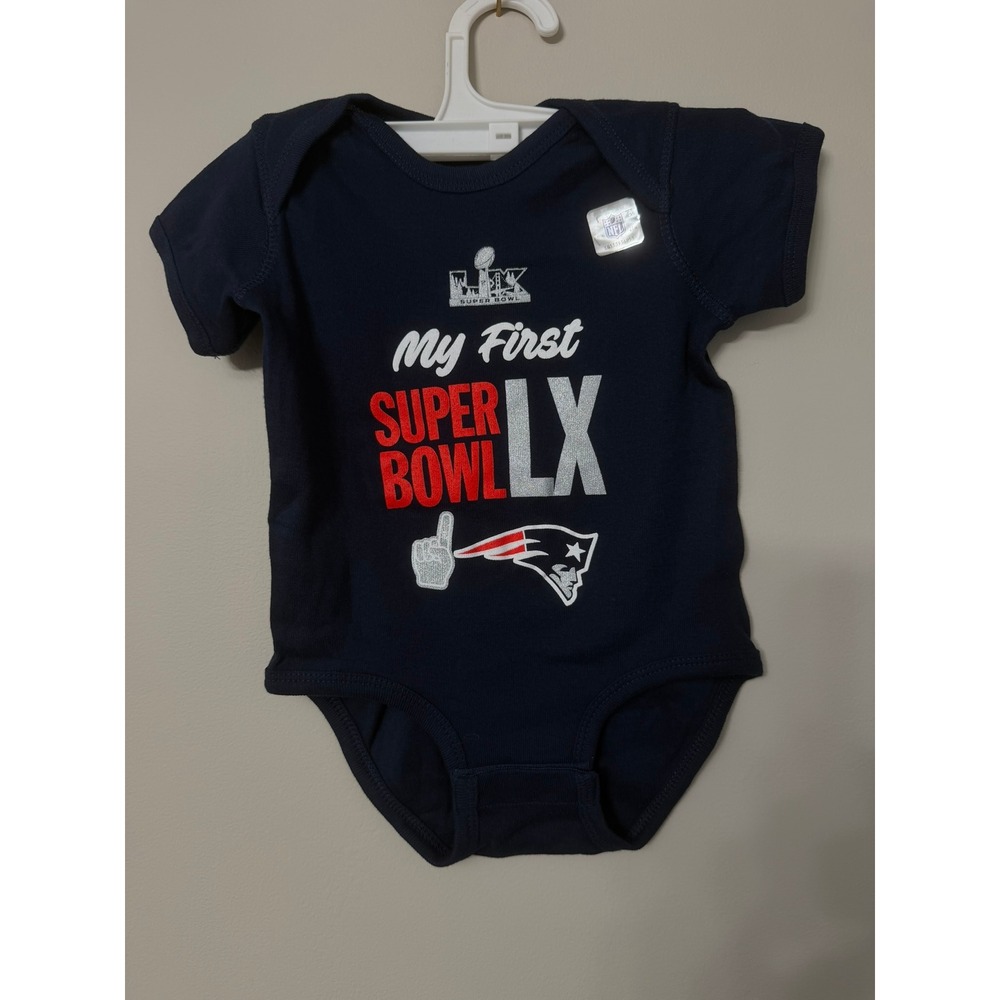 OuterStuff Bodysuit Baby 6-9M Navy Patriots My First Super Bowl LI NWT